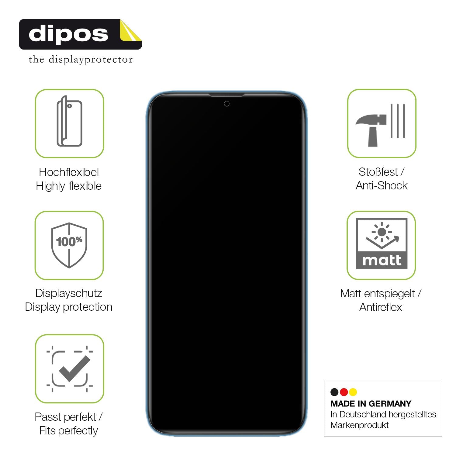 Displayschutz hergestellt in Deutschland, höchste Qualität made in Germany