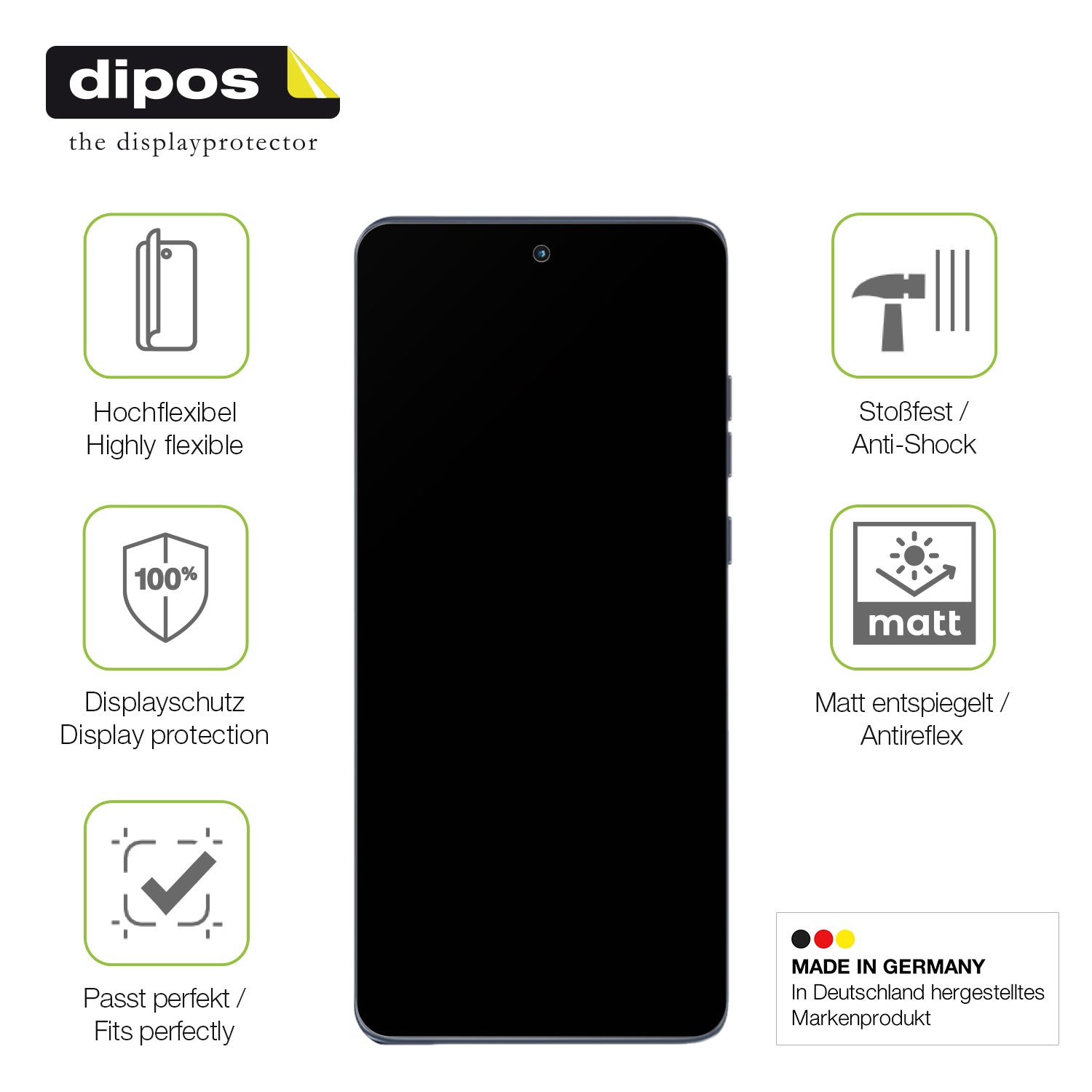 Displayschutz hergestellt in Deutschland, höchste Qualität made in Germany