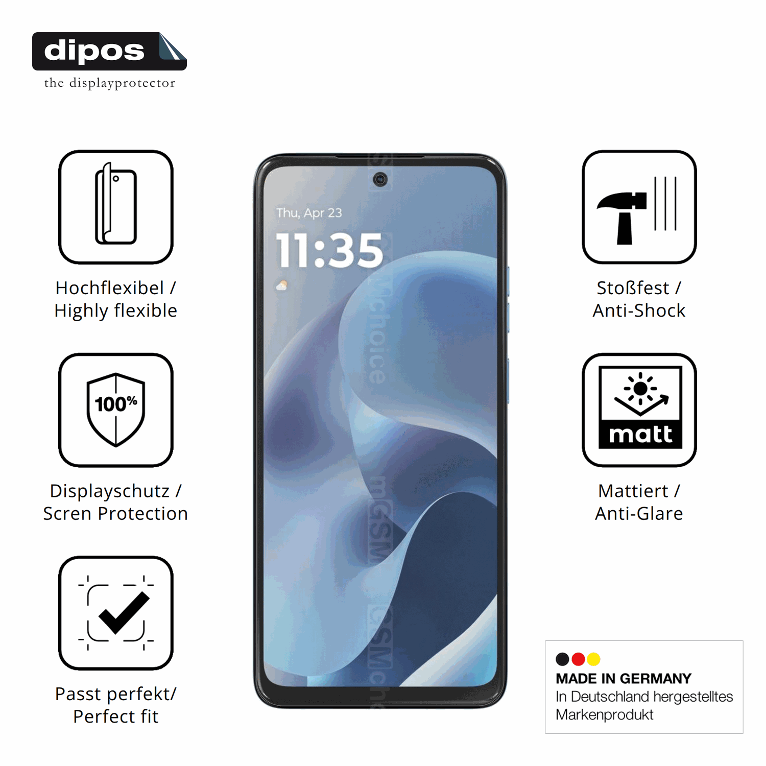 Displayschutz hergestellt in Deutschland, höchste Qualität made in Germany
