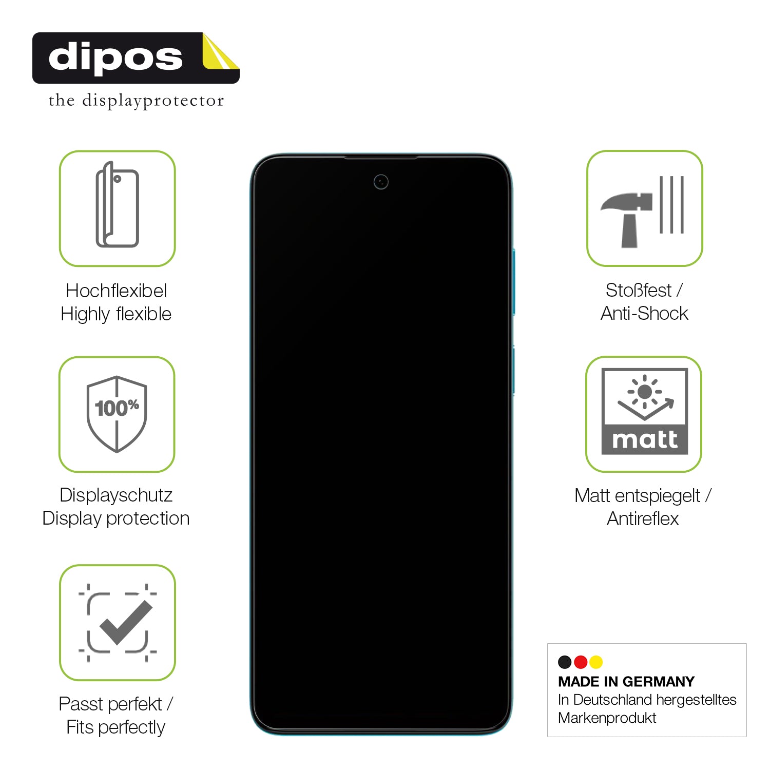 Displayschutz hergestellt in Deutschland, höchste Qualität made in Germany