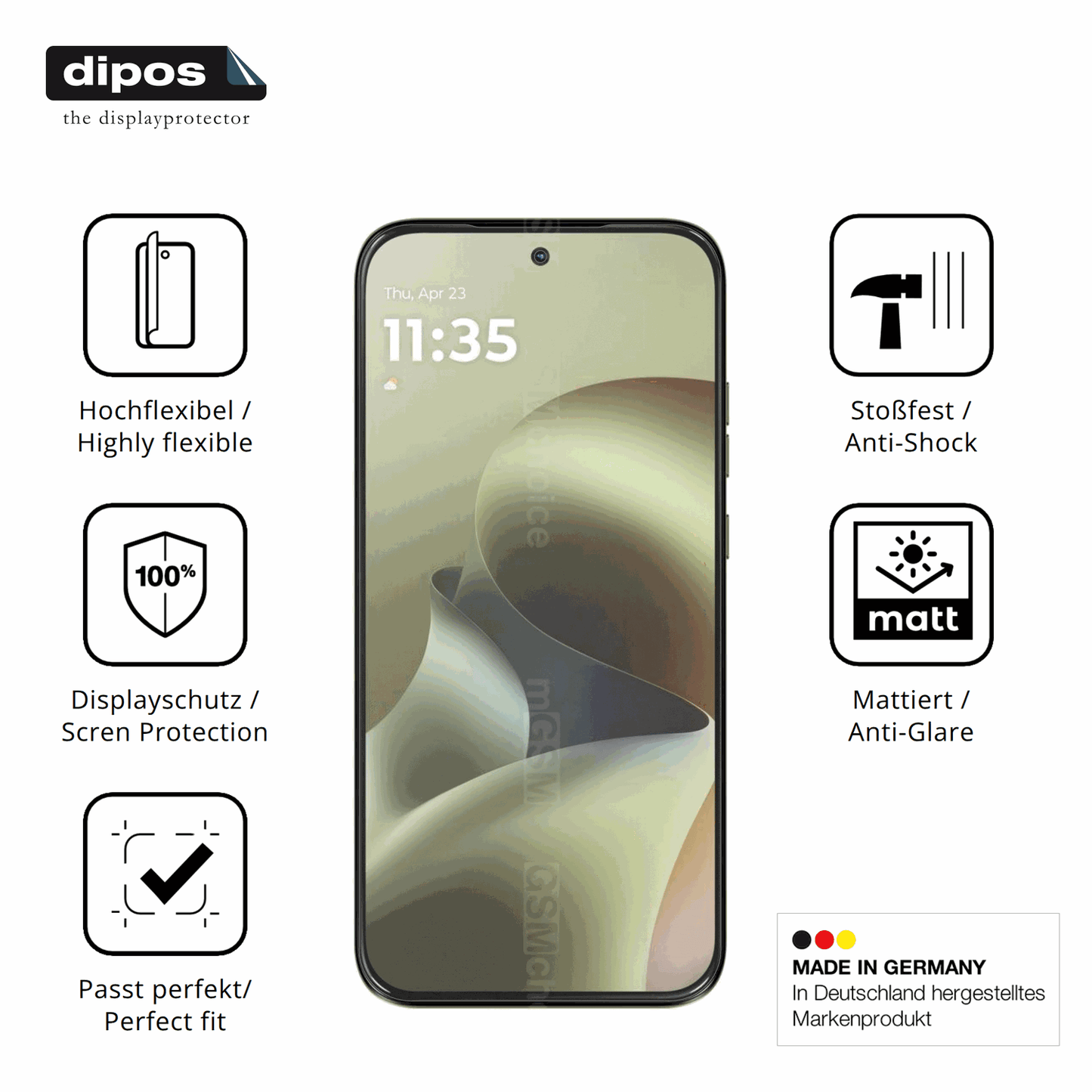 Displayschutz hergestellt in Deutschland, höchste Qualität made in Germany