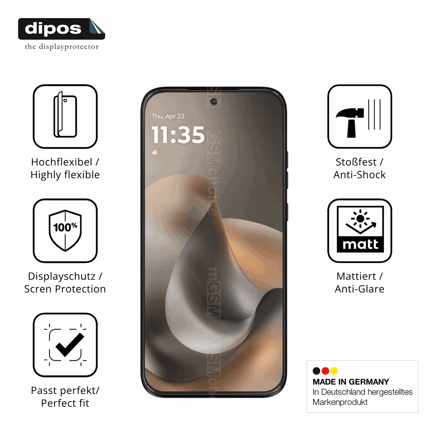 Displayschutz hergestellt in Deutschland, höchste Qualität made in Germany