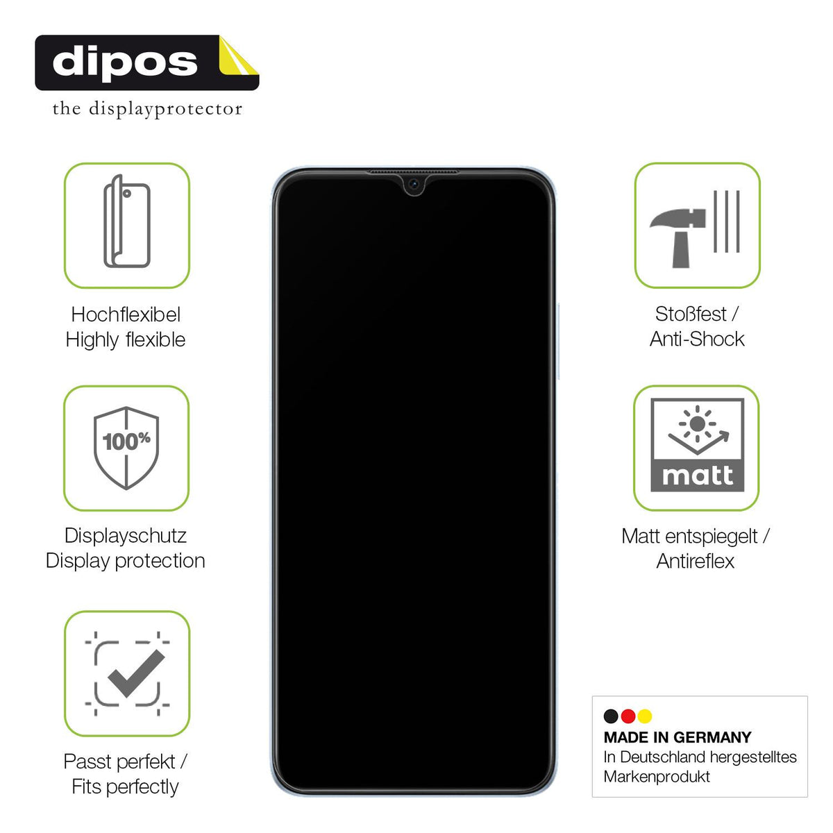 Displayschutz hergestellt in Deutschland, höchste Qualität made in Germany