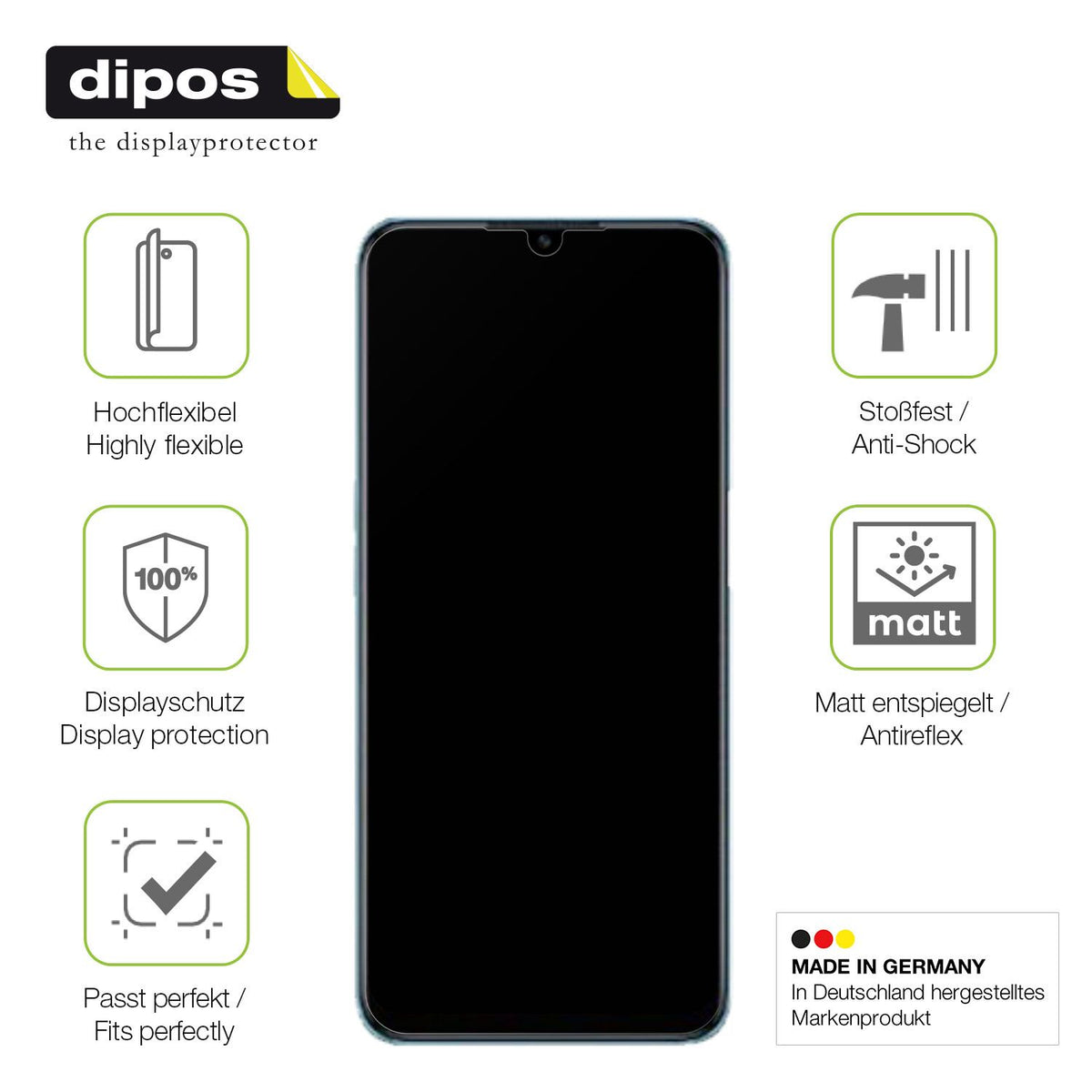 Displayschutz hergestellt in Deutschland, höchste Qualität made in Germany