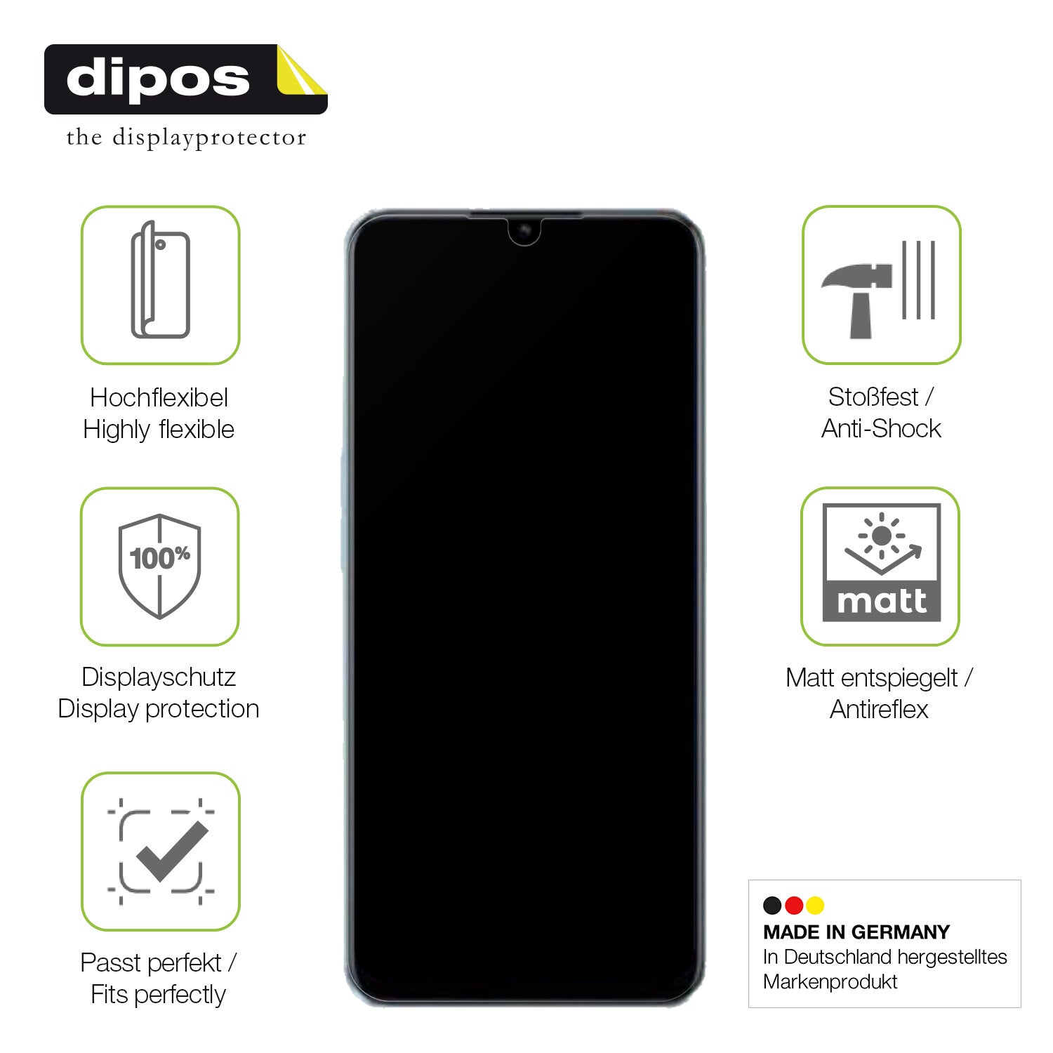 Displayschutz hergestellt in Deutschland, höchste Qualität made in Germany