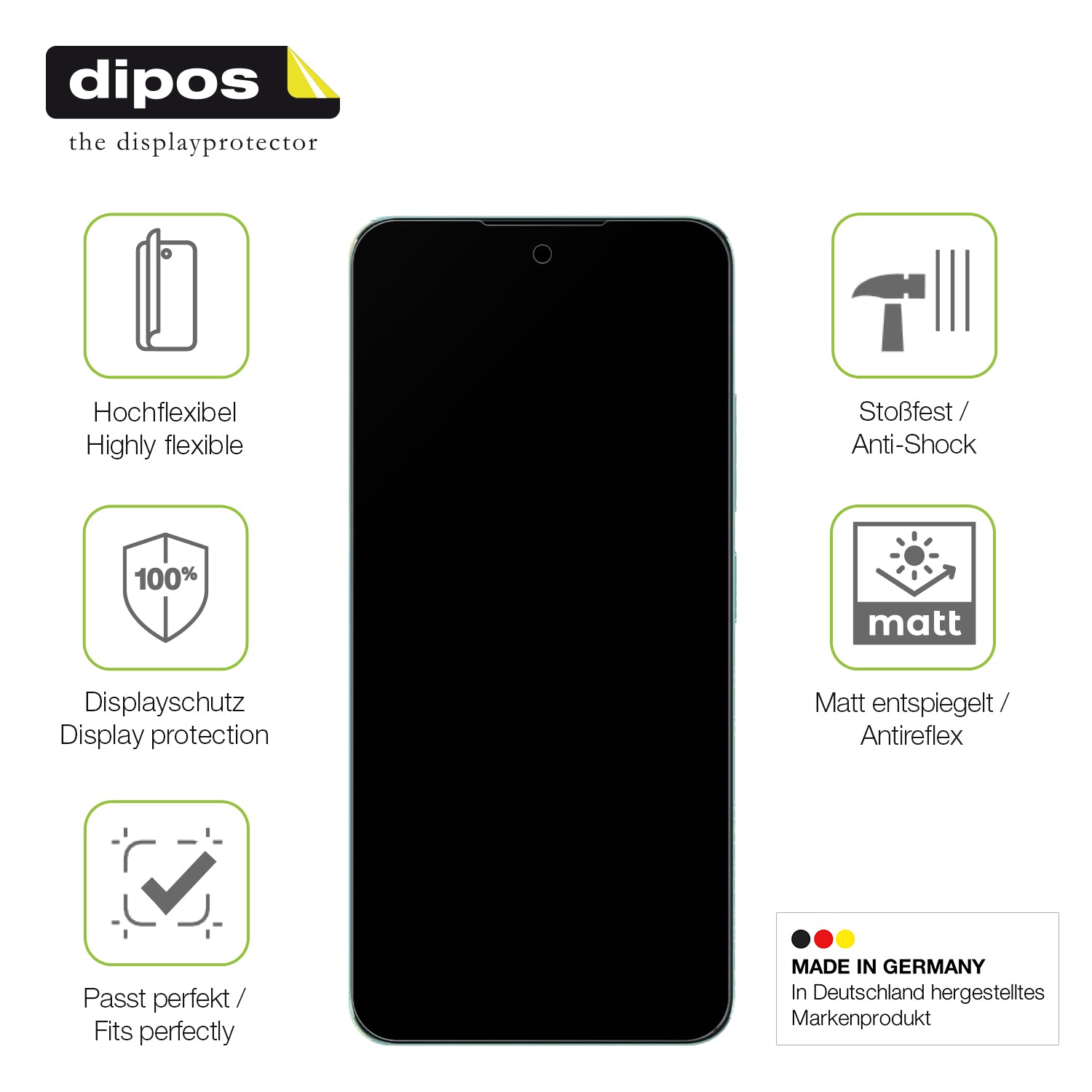 Displayschutz hergestellt in Deutschland, höchste Qualität made in Germany