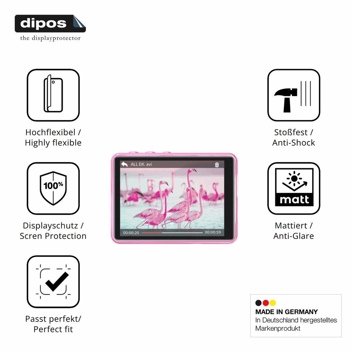 Displayschutz hergestellt in Deutschland, höchste Qualität made in Germany