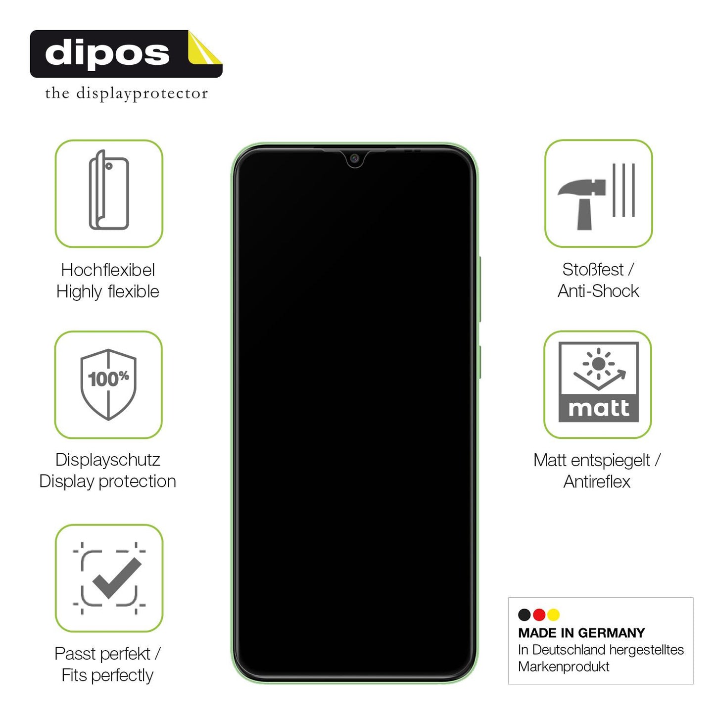 Displayschutz hergestellt in Deutschland, höchste Qualität made in Germany