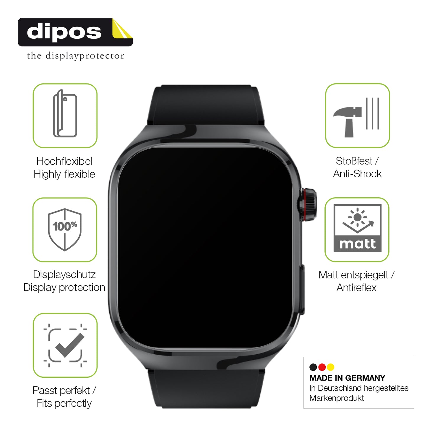 Displayschutz hergestellt in Deutschland, höchste Qualität made in Germany