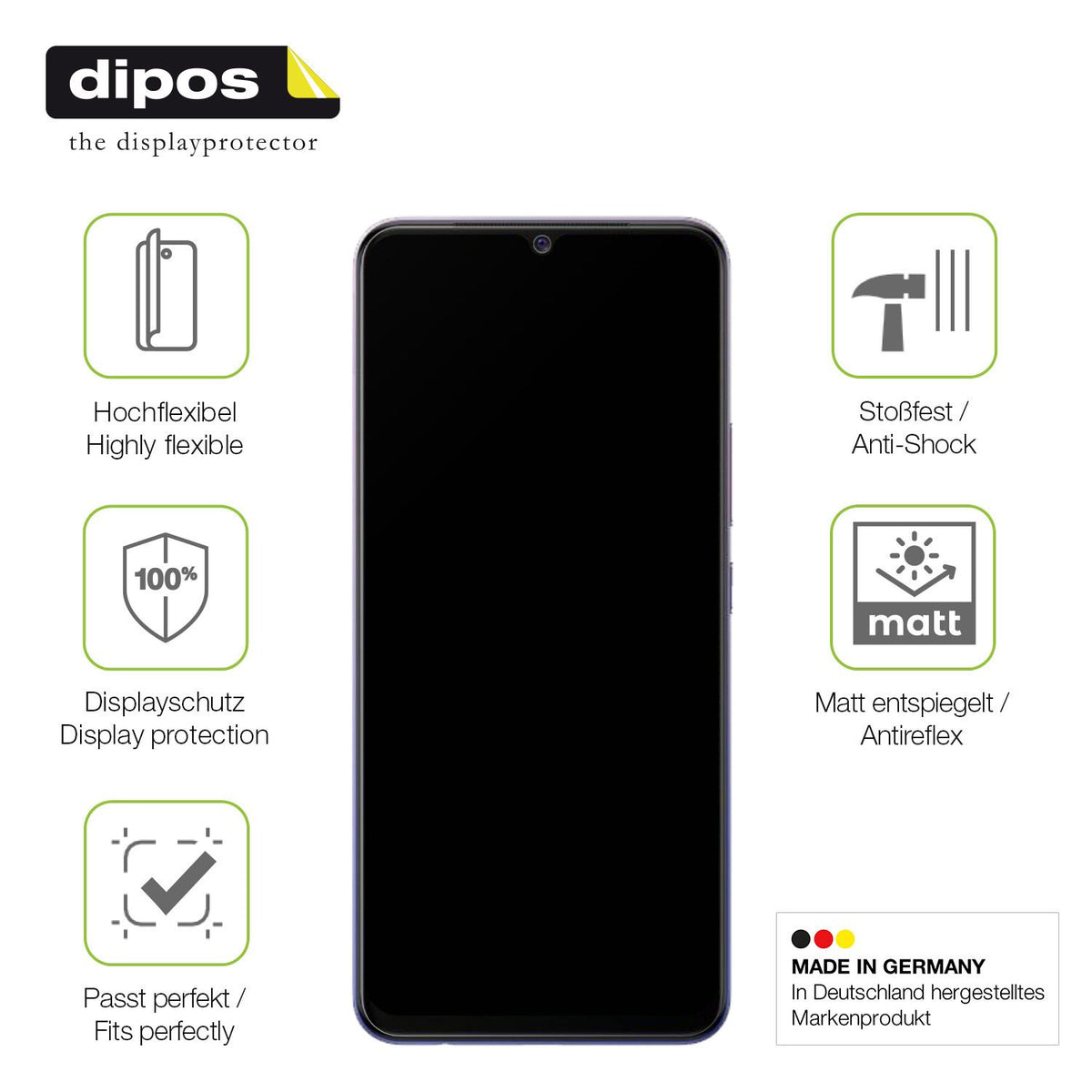 Displayschutz hergestellt in Deutschland, höchste Qualität made in Germany