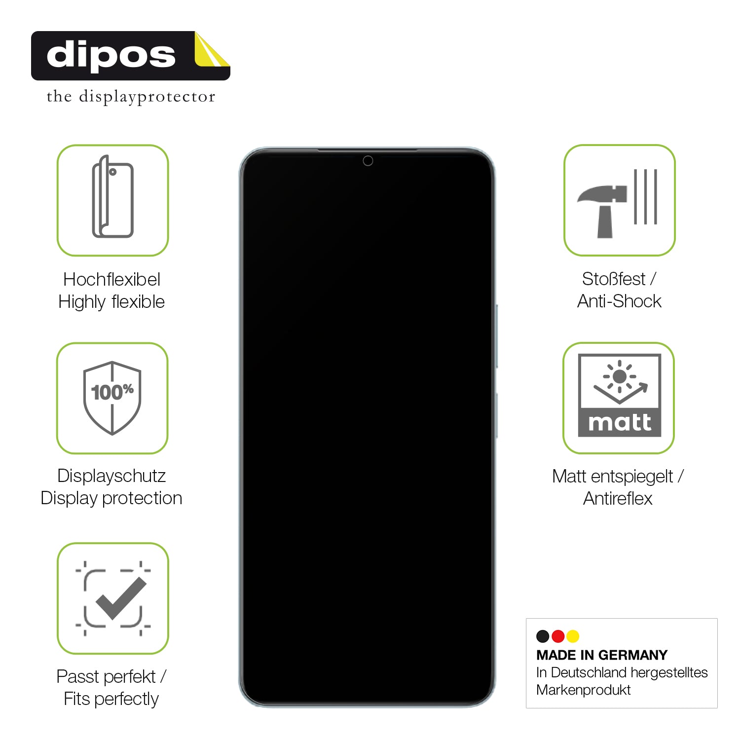 Displayschutz hergestellt in Deutschland, höchste Qualität made in Germany