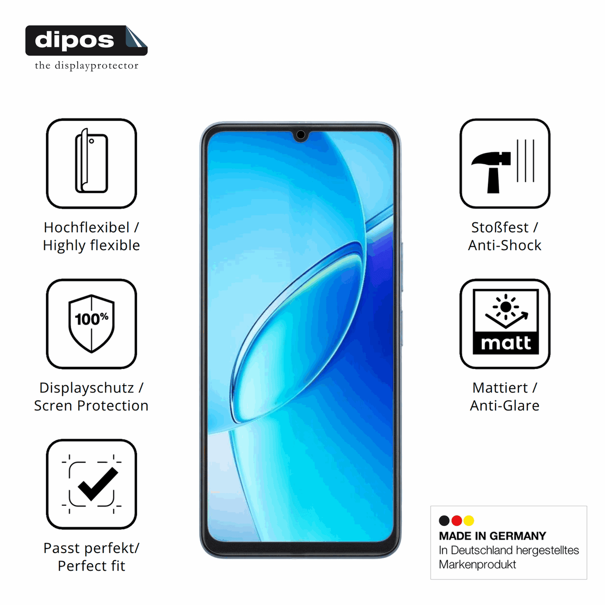 Displayschutz hergestellt in Deutschland, höchste Qualität made in Germany
