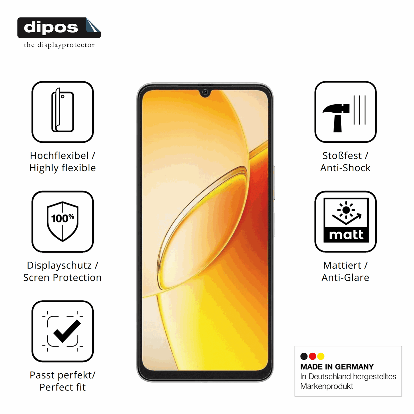 Displayschutz hergestellt in Deutschland, höchste Qualität made in Germany