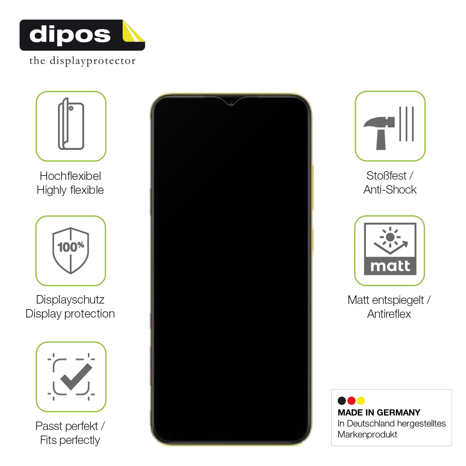 Displayschutz hergestellt in Deutschland, höchste Qualität made in Germany