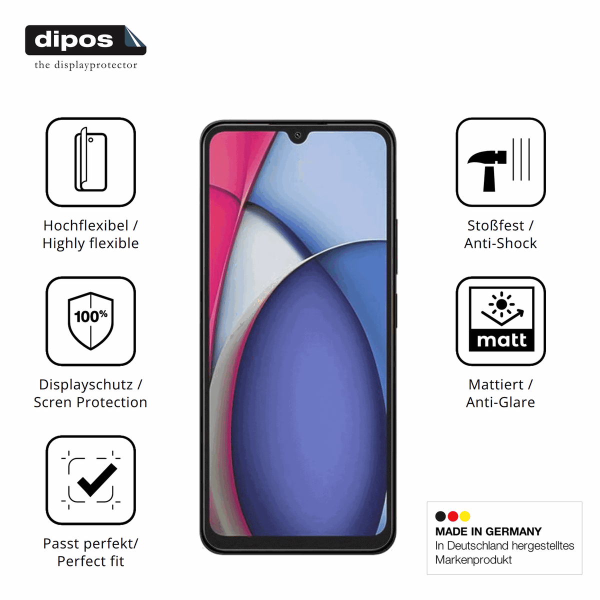 Displayschutz hergestellt in Deutschland, höchste Qualität made in Germany