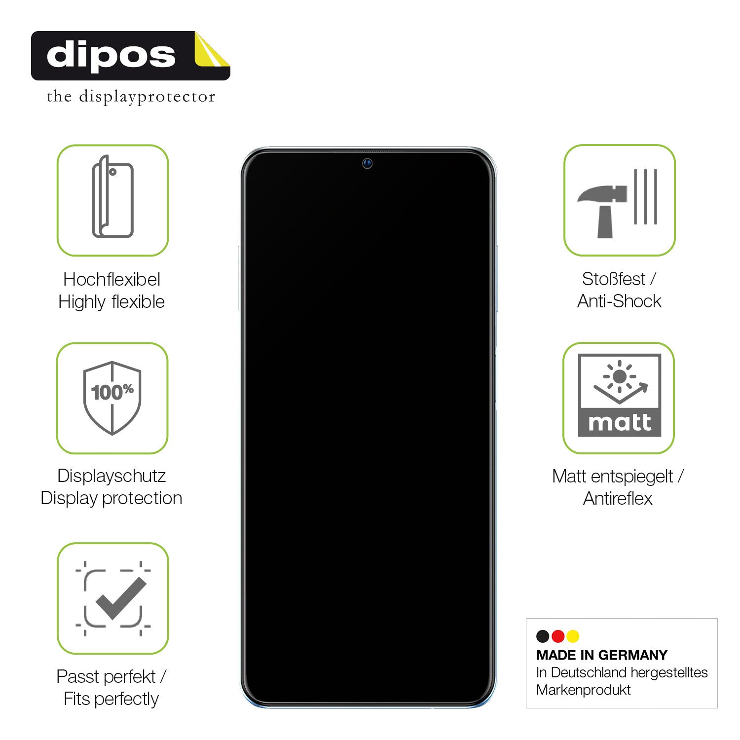 Displayschutz hergestellt in Deutschland, höchste Qualität made in Germany
