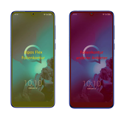 Alcatel3 (2019) mit aufgebrachter dipos Displayschutzfolie, glasklare Darstellung ohne Einschränkungen