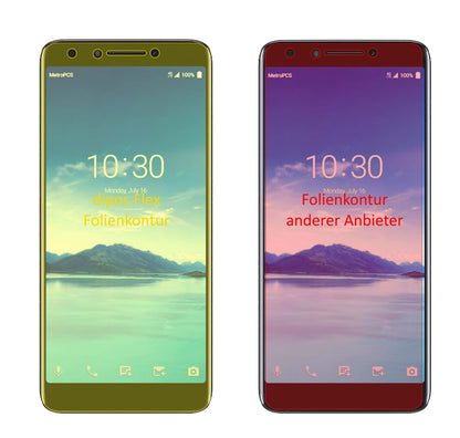 Alcatel7 mit aufgebrachter dipos Displayschutzfolie, glasklare Darstellung ohne Einschränkungen