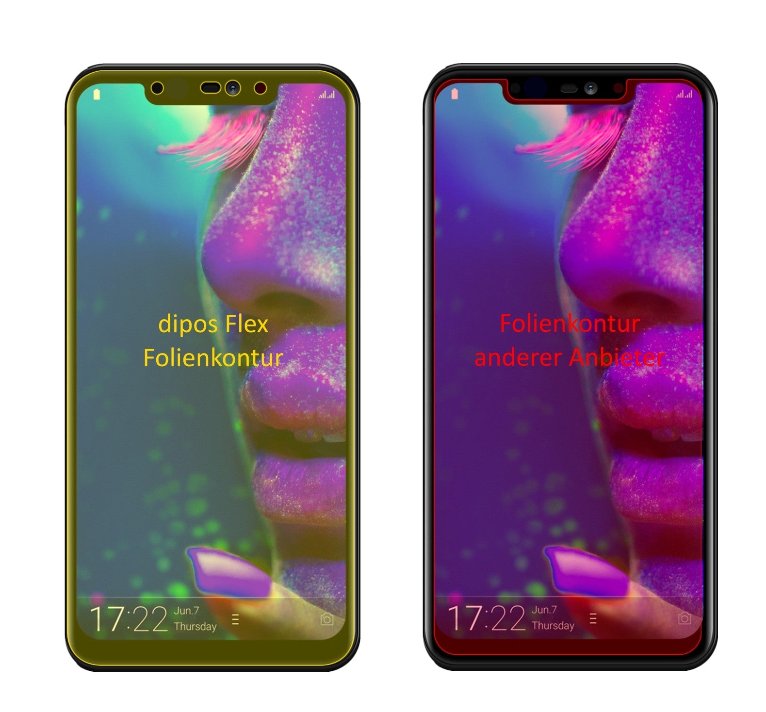 AllviewSoul X5 Pro mit aufgebrachter dipos Displayschutzfolie, glasklare Darstellung ohne Einschränkungen
