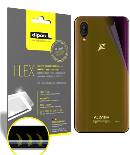 AllviewSoul X6 Xtreme Rückseite mit aufgebrachter dipos Displayschutzfolie, glasklare Darstellung ohne Einschränkungen