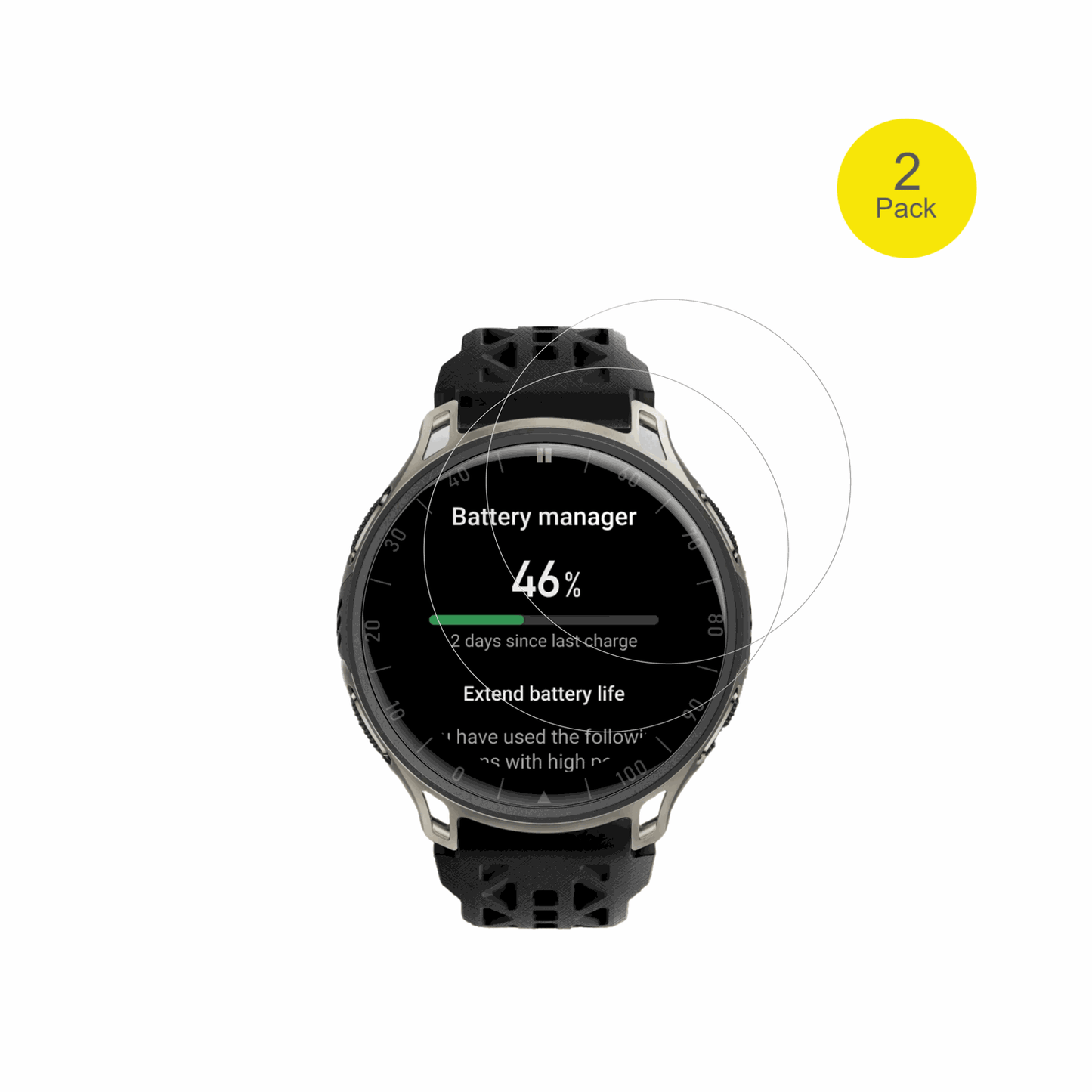 AmazfitCheetah 2 Pro mit aufgebrachter dipos Displayschutzfolie, glasklare Darstellung ohne Einschränkungen