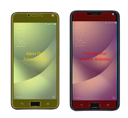 AsusZenfone 4 Max 5,5 Zoll ZC554KL mit aufgebrachter dipos Displayschutzfolie, glasklare Darstellung ohne Einschränkungen
