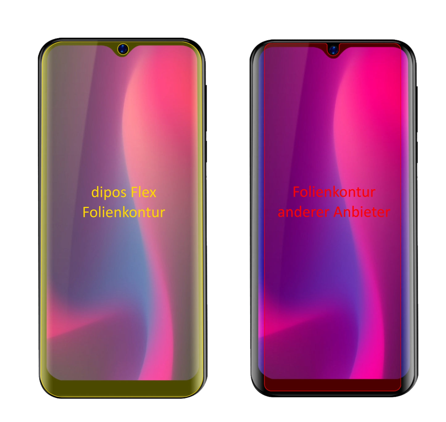 BlackviewA60 Pro (2019) mit aufgebrachter dipos Displayschutzfolie, glasklare Darstellung ohne Einschränkungen