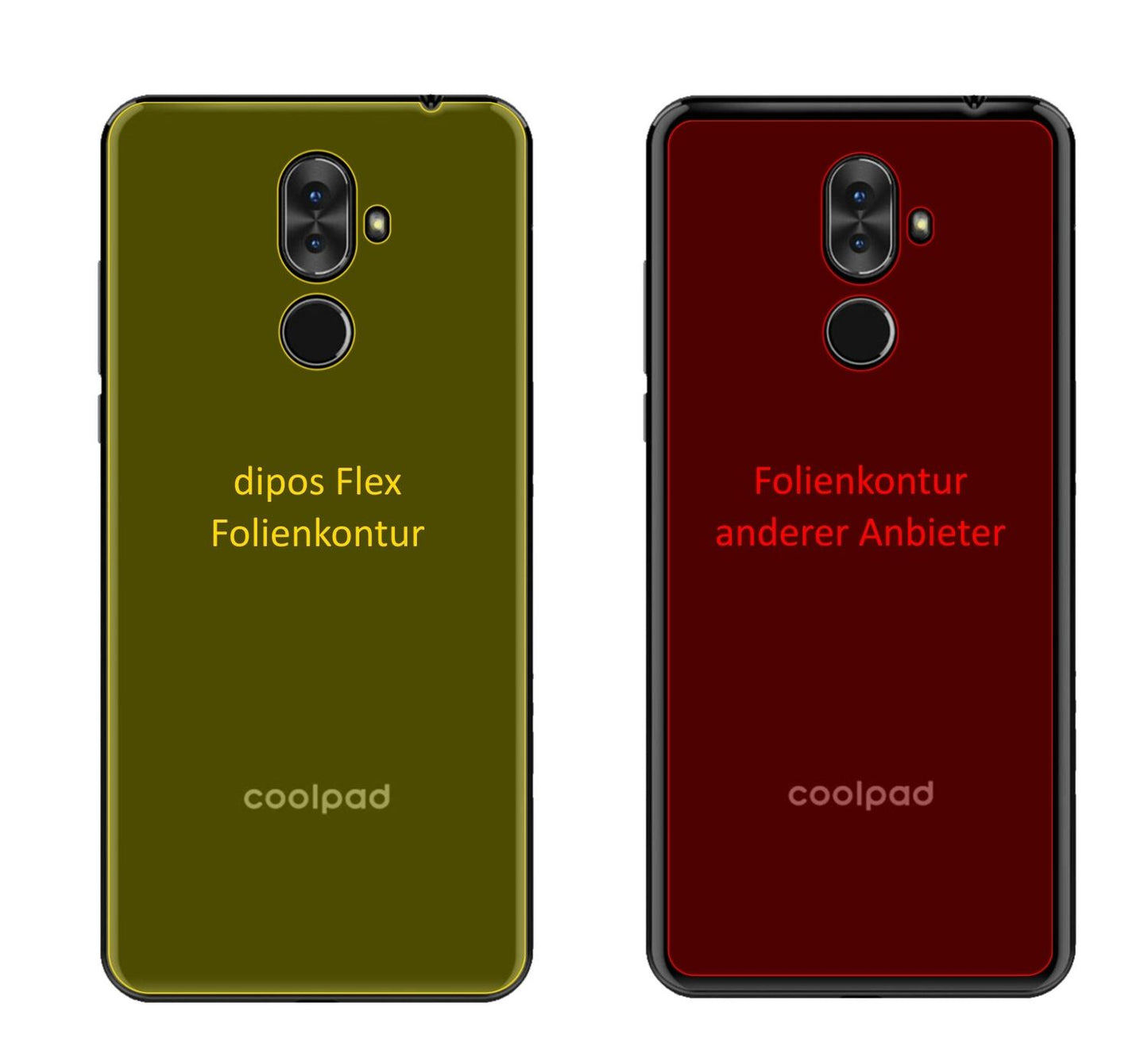 CoolpadNote 8 Rückseite mit aufgebrachter dipos Displayschutzfolie, glasklare Darstellung ohne Einschränkungen