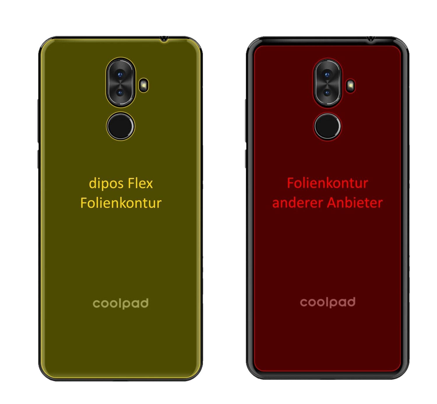 CoolpadNote 8 Rückseite mit aufgebrachter dipos Displayschutzfolie, glasklare Darstellung ohne Einschränkungen