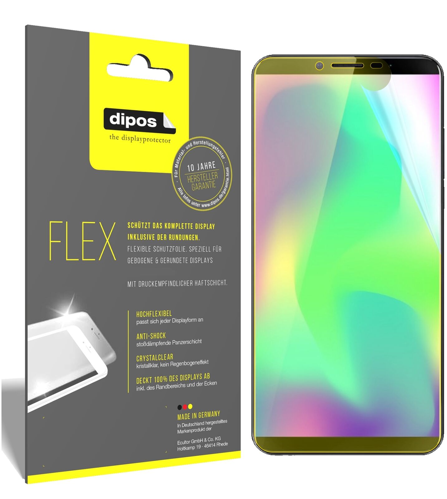 CubotX19 mit aufgebrachter dipos Displayschutzfolie, glasklare Darstellung ohne Einschränkungen