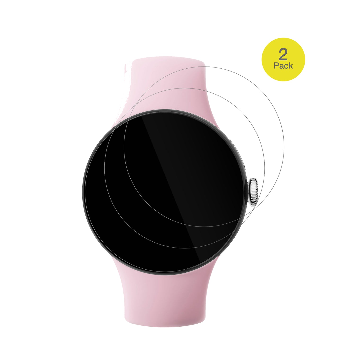 GooglePixel Watch 3 45mm mit aufgebrachter dipos Displayschutzfolie, glasklare Darstellung ohne Einschränkungen
