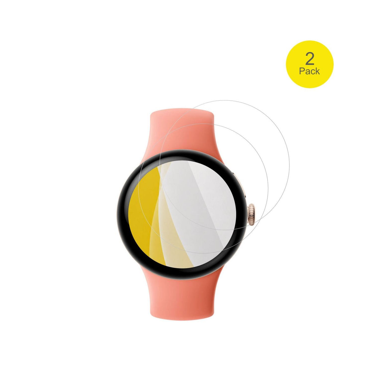 GooglePixel Watch 5 41mm mit aufgebrachter dipos Displayschutzfolie, glasklare Darstellung ohne Einschränkungen
