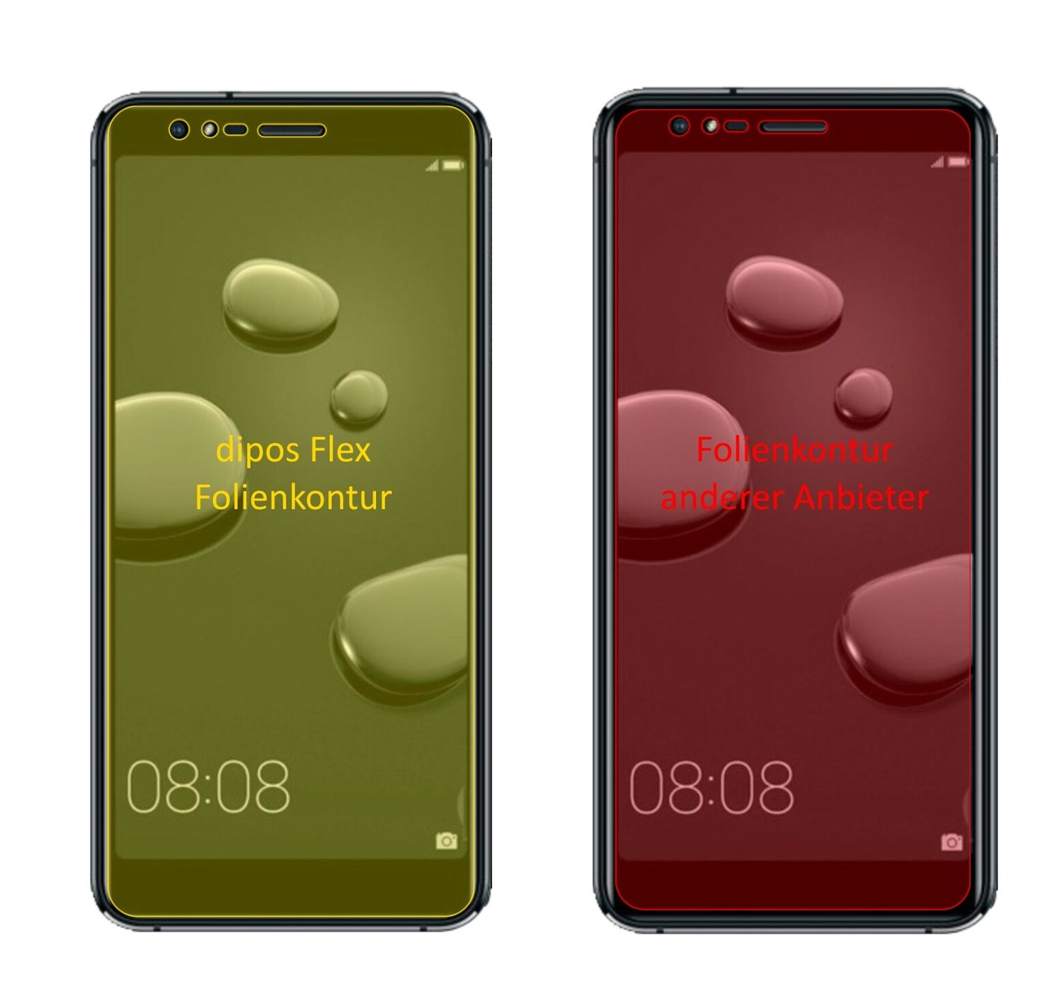 HaierP10 mit aufgebrachter dipos Displayschutzfolie, glasklare Darstellung ohne Einschränkungen
