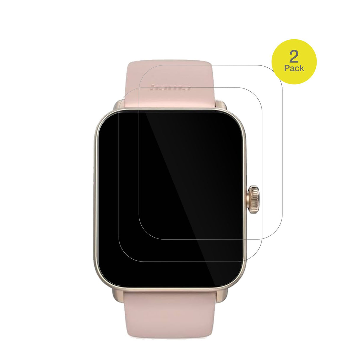 HamaSmartwatch 6010 mit aufgebrachter dipos Displayschutzfolie, glasklare Darstellung ohne Einschränkungen