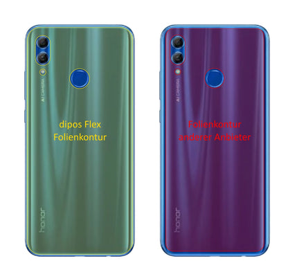 Honor10 Lite Rückseite mit aufgebrachter dipos Displayschutzfolie, glasklare Darstellung ohne Einschränkungen