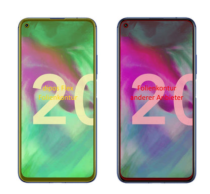 Honor20 Pro mit aufgebrachter dipos Displayschutzfolie, glasklare Darstellung ohne Einschränkungen