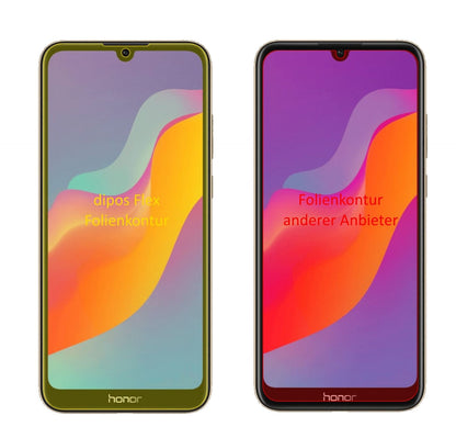Honor8A Pro mit aufgebrachter dipos Displayschutzfolie, glasklare Darstellung ohne Einschränkungen