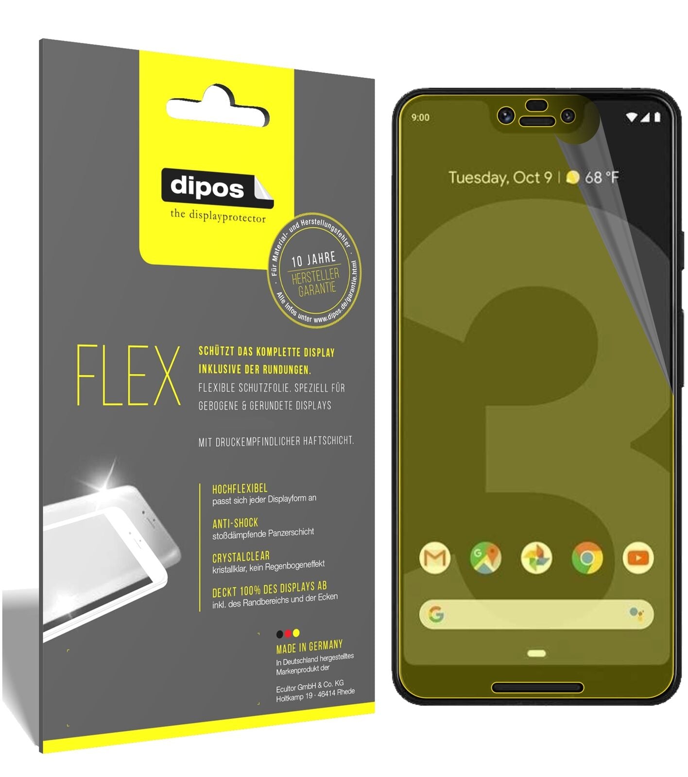 HTCExodus 1 mit aufgebrachter dipos Displayschutzfolie, glasklare Darstellung ohne Einschränkungen