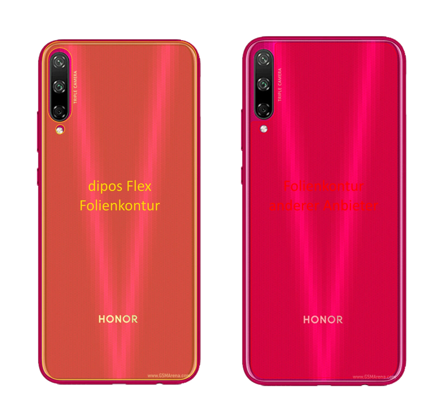 HuaweiEnjoy 10 Rückseite mit aufgebrachter dipos Displayschutzfolie, glasklare Darstellung ohne Einschränkungen