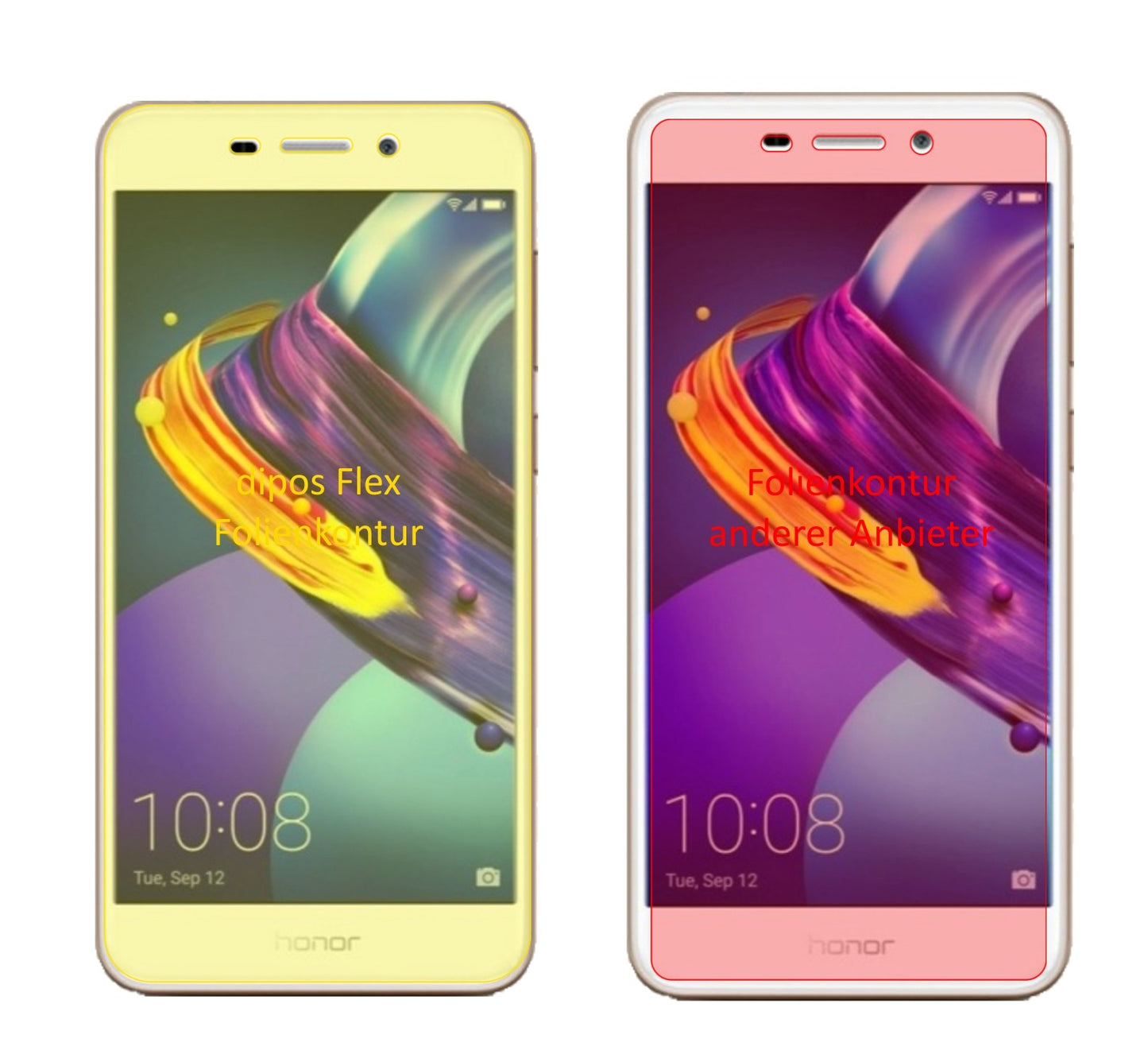 HuaweiHonor 6C Pro mit aufgebrachter dipos Displayschutzfolie, glasklare Darstellung ohne Einschränkungen