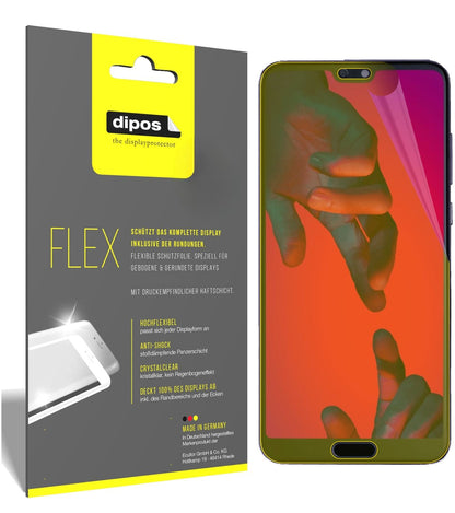 HuaweiP20 mit aufgebrachter dipos Displayschutzfolie, glasklare Darstellung ohne Einschränkungen