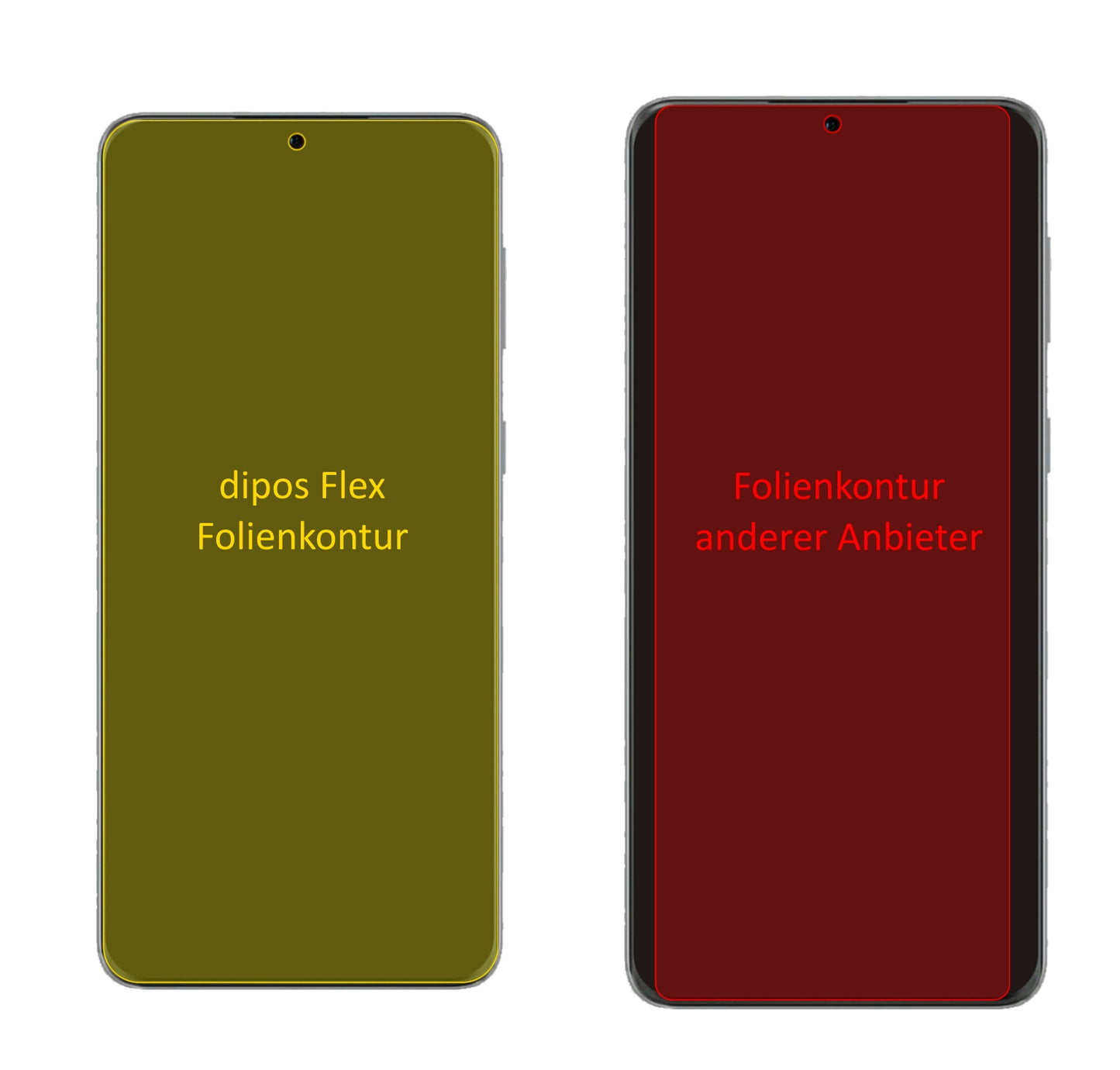 HuaweiP50 mit aufgebrachter dipos Displayschutzfolie, glasklare Darstellung ohne Einschränkungen