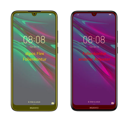HuaweiY6 Prime (2019) mit aufgebrachter dipos Displayschutzfolie, glasklare Darstellung ohne Einschränkungen