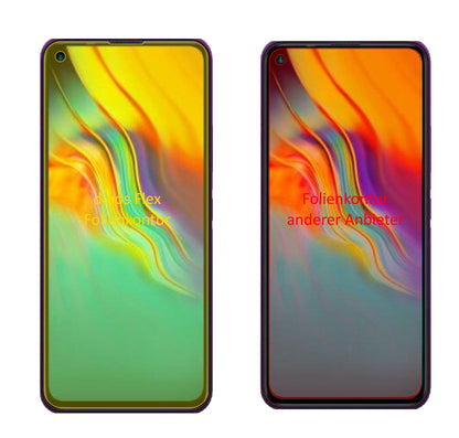 InfinixHot 9 mit aufgebrachter dipos Displayschutzfolie, glasklare Darstellung ohne Einschränkungen