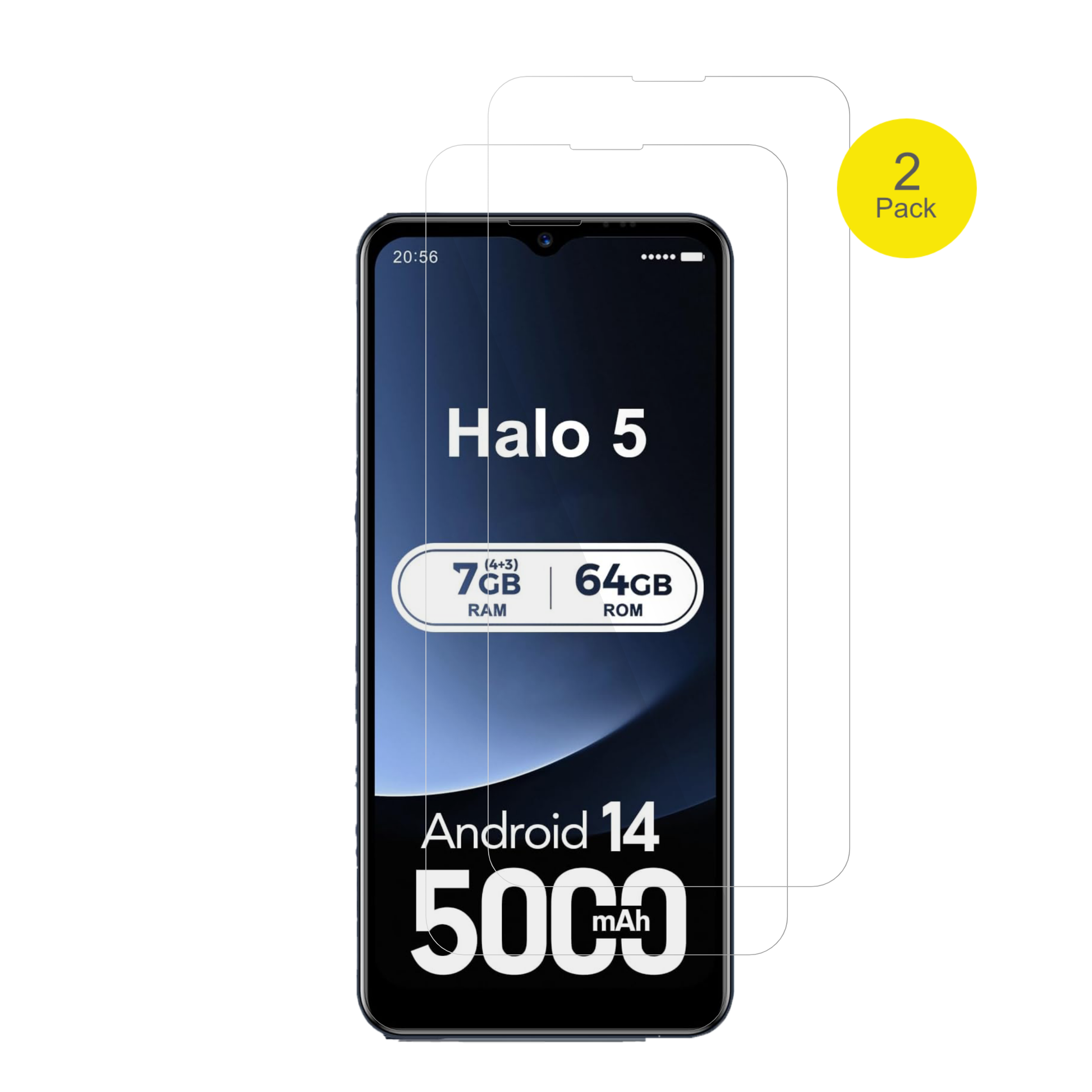 invensHalo 5 mit aufgebrachter dipos Displayschutzfolie, glasklare Darstellung ohne Einschränkungen