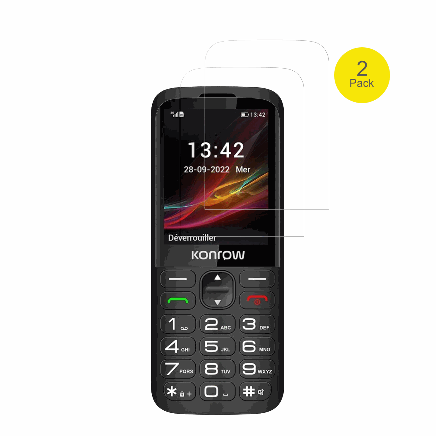 KonrowSenior 280 Next mit aufgebrachter dipos Displayschutzfolie, glasklare Darstellung ohne Einschränkungen