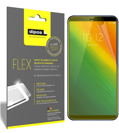 LenovoK5 Note 2018 mit aufgebrachter dipos Displayschutzfolie, glasklare Darstellung ohne Einschränkungen