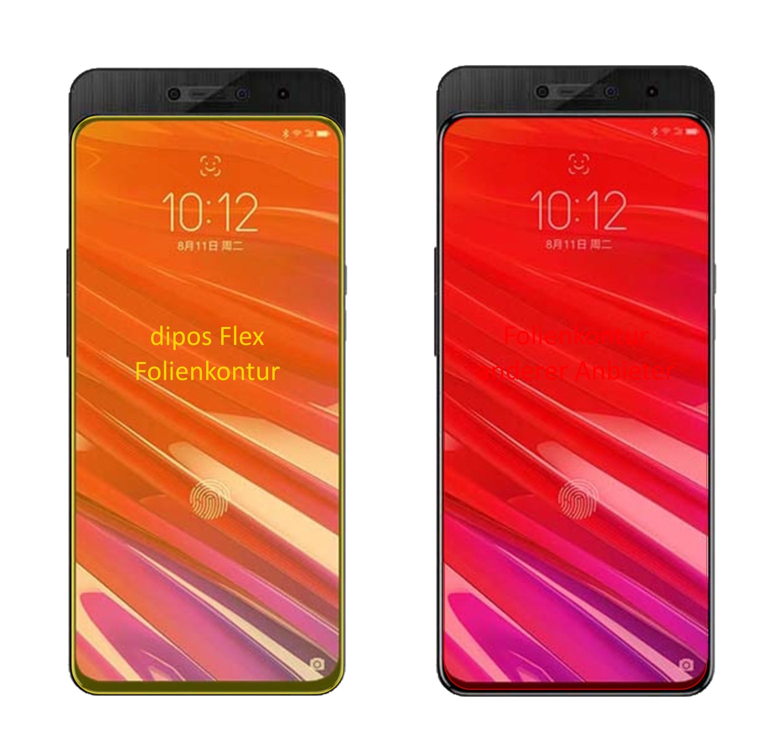 LenovoZ5 Pro mit aufgebrachter dipos Displayschutzfolie, glasklare Darstellung ohne Einschränkungen