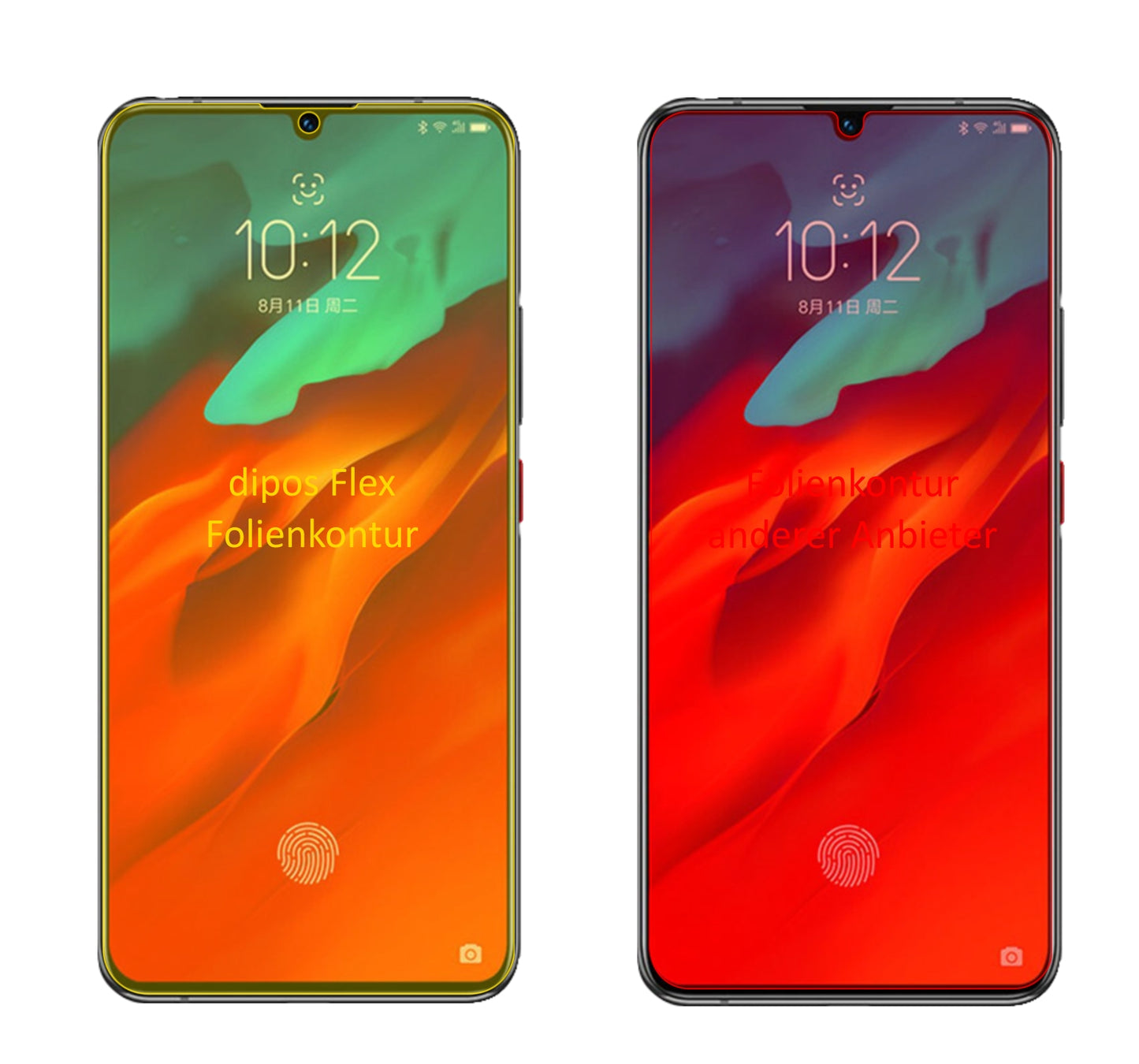 LenovoZ6 Pro Ferrari Edition mit aufgebrachter dipos Displayschutzfolie, glasklare Darstellung ohne Einschränkungen