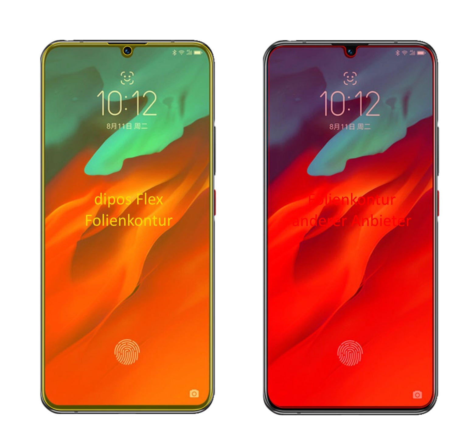 LenovoZ6 Pro Ferrari Edition mit aufgebrachter dipos Displayschutzfolie, glasklare Darstellung ohne Einschränkungen